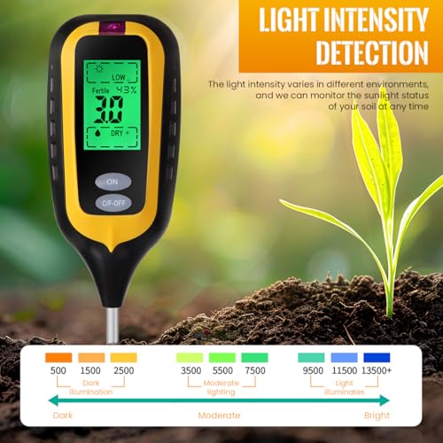 Serplex® 6 in 1 Soil Moisture PH Light Temp Fertility Tester Air Humidity Monitor Digital Meter for Flowers Potted Plants Gardens Battery Not Included 2 PCS Serplex® 6 in 1 Soil Moisture PH Light Temp Fertility Tester Air Humidity Monitor Digital Meter for Flowers Potted Plants Gardens Battery Not Included 2 PCS